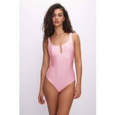 3XL Body Good American Satin U Corset Bodysuit - Rose