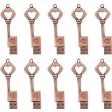 Memory Cards & USB Flash Drives Tlily 10X USB 2.0 Metal USB Pen Drive Pure Copper Heart USB Flash Drive Key Copper, 8GB
