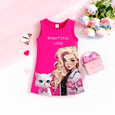 Bebisar - Festklänningar Barnkläder Shein Baby Girls' Casual Dress With Character And Cat Print