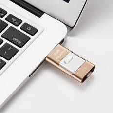 Memory Cards & USB Flash Drives LimbO Flash Drive, 3 In 1 Usb 3.0 Memory Stick, Photo Stick External Storage Thumb Drive Gold 128Gb