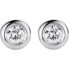 Bloch 18ct White Gold 0.20ct Diamond Bezel Set Solitaire Stud Earrings