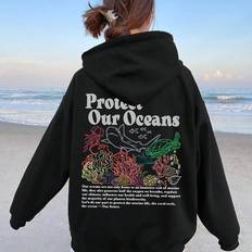 Florals Sweaters Shein Ocean World Printed Hoodie