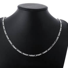 Shein 1PC Men'S French Necklace 2.5MM 18K Gold Plated 925 Silver Plated Long Necklace Jewelry 16-30inch Silver Golden Colors