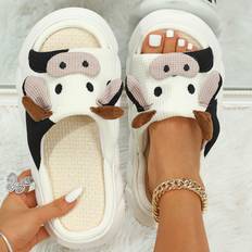 Slippers Shein Women Cartoon Cow Design Novelty Slippers, Preppy Indoor Home Slippers