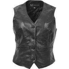 Leather Vests A1 Fashion Goods Black, 14 Womens Soft Leather Waistcoat Slim Fit Vest Classic Gilet Katy Black