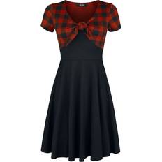 Rock Rebel Rock Rebel by EMP Rockabilly Kort klänning Bow Tie Dress with Check Pattern Rock Rebel för Dam svart/röd