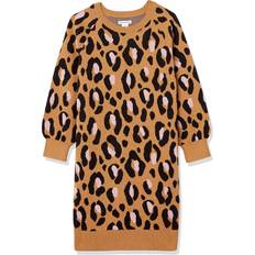 L Dresses Children's Clothing Amazon Essentials Mädchen Raglan-Pullover-Kleid, Kamelbraun Leopardenmuster, Jahre