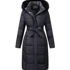 Shein Ytterkläder Shein Women's Simple And Warm Mid-length -padded Coat With Hooded And Belted Design And Collar For Autumn And Winter