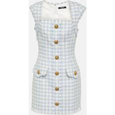 Dame - Ternede Kjoler Balmain Gingham Tweed Kjole - Blå