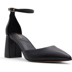 Aldo Black Heels & Pumps Aldo Women's Jan Pointed-Toe Ankle-Strap Block-Heel Pumps Black Leather Black Leather