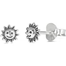 Silver - Unisex Earrings Sac Silver Sterling Silver Sunshine Sun Smile Happy Face Earrings 925 New Jewelry Female Unisex