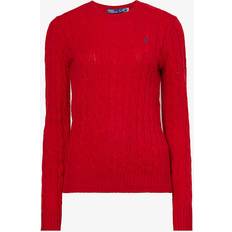 Polo Ralph Lauren Red Jumpers Polo Ralph Lauren Womens New Red Julianna Logo-embroidered Cable-knit Wool and Cashmere-blend Jumper