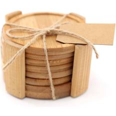 Coasters Geko Set Of 6 Round Bamboo 12cm Coaster