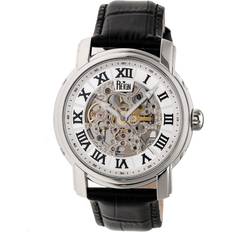 Kahn Automatic Skeleton Leather-Band Silver One Size
