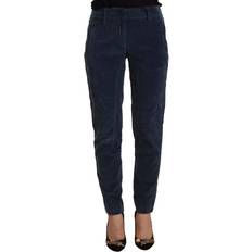 Peserico Peserico Blue Mid Waist Cotton Stretch Tapered Pants IT40