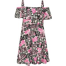 Grey Dresses A2Z Kids 13 Years, Selfie Graffiti Print Girls Skater Dress Kids Floral Print Summer Party Off Shoulder Dresses 7-13 Yr Multicoloured 13-14yrs