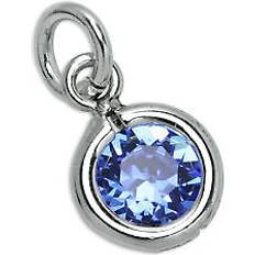 Sapphire Charms & Pendants Jewellerybox 5mm Round CZ Crystal September Birthstone Charm - Sterling Silver Sapphire