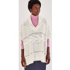 Acrylic Capes & Ponchos Monsoon Shelby Shawl Collar Cable Poncho, White, Women White