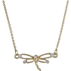 The Gem Collection Gold Tone Crystal Dragonfly Cherish Charm Necklace