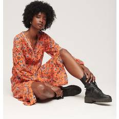 Abito midi - Arancione Vestiti Superdry Bedrucktes Tea Dress - Orange