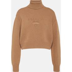 Cashmere Jumpers Prada Cropped-Rollkragenpullover aus Wolle und Kaschmir Braun