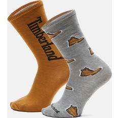 Timberland Unisex Underwear Timberland All Gender Pack All-over Print Boot Crew Socks In Grey/orange Grey Unisex