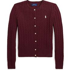 Girls - Purple Cardigans Polo Ralph Lauren Mini Cable Knit Cardigan - Harvard Wine/Perch Cream (313543047054)