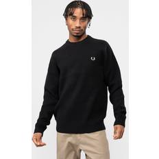 Clothing Fred Perry Mens Textured Lambswool Jumper Black