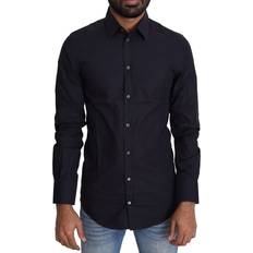 Dolce & Gabbana Blue Shirts Dolce & Gabbana Navy Blue Cotton Formal Dress Men's Shirt