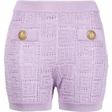 Balmain Dame Shorts Balmain Monogram Knit Shorts - Beige