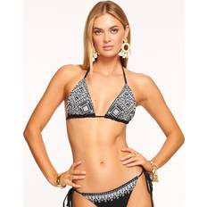 Ramy Brook Kaisley Triangle Bikini Top in Black Embroidered BLACK EMBROIDERED