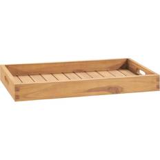 Bandejas de servicio vidaXL Bandeja De Madera De Teca Maciza 60x35 cm - Marrón Bandejade servicio