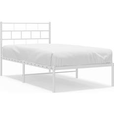 Stål Sengerammer vidaXL Med Sengegavl 75x190 cm Hvid Sengeramme
