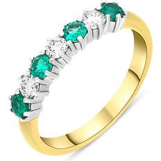 Eternity Rings - Yellow C W Sellors 18ct Yellow Gold 0.34ct Emerald Diamond Half Eternity Ring Yellow Gold