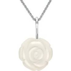 L Necklaces C. W. Sellors Sterling Silver White Agate Tuberose 20mm Rose Necklace Silver