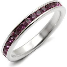 Amethyst - Silver Rings Alamode Jewelry LOAS915-8 High-Polished 925 Sterling Silver Ring with Top Grade Crystal, Amethyst