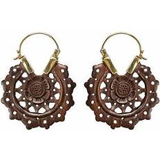 Men - Wood Earrings 81stgeneration Statement Earrings Wood Gold Brass C-Shape -