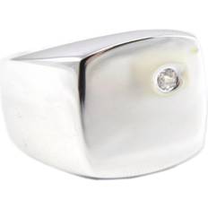 Men - White Rings Les Tresors De Lily Silberner Siegelring für Herren Weißsilber Rhodium – 13x13 mm