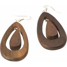Men - Wood Earrings 81stgeneration Wood Earrings Large Teardrop Mod Dangle Sterling Silver Hooks