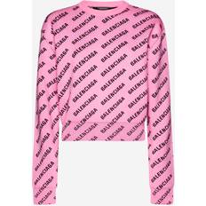 Balenciaga Damen Pullover Balenciaga Logo cotton-blend cropped sweater Pink