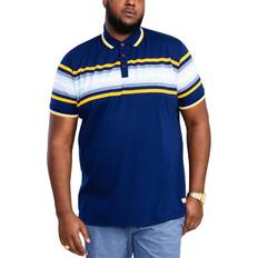 Denim - Men Polo Shirts Mens D555 Big & Tall Navy Blue Stripe Jersey Polo Shirt Big & Tall