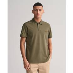 Gant Green Polo Shirts Gant Men Tonal Shield Polo Shirt Green