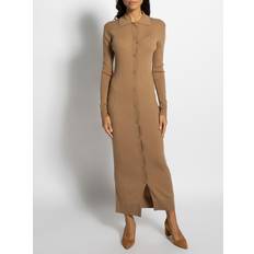 Wolle Kleider Calvin Klein Damen Strickkleid camel