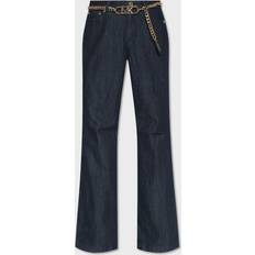 MK Stretch Denim Belted Flared Jeans Rinse Michael Kors