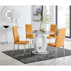 Yellow Dining Sets Furniturebox Furniturebox Giovani Round 100Cm Gloss Halo Base Dining Set