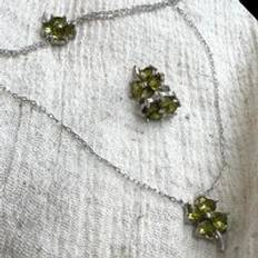 Smycken Spero London Four Leaf Clover Sterling Silver Necklace Mystic Green