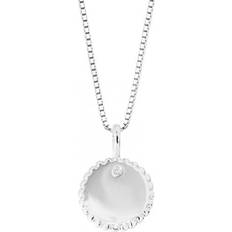 Platinum Charms & Pendants D For Diamond Round Stippled Edge Tag Silver Pendant P5213