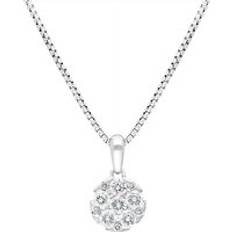 White Gold - Women Charms & Pendants C W Sellors 18ct White Gold 0.46ct Diamond Round Cluster Pendant White Gold