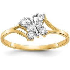 Quality 10C1232 10K Yellow with Rhodium CZ Butterfly Ring