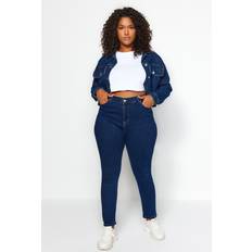 Jeans Trendyol Collection High Waist Skinny Plus Size Jeans - Navy Blue